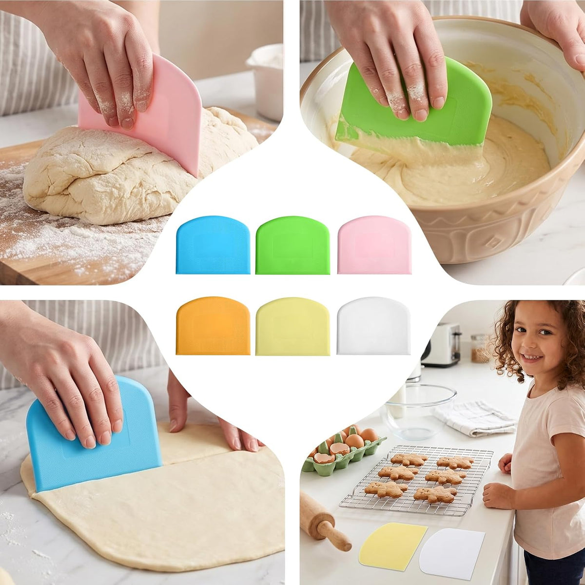 48 Pcs Flexible Plastic Dough Scraper Set