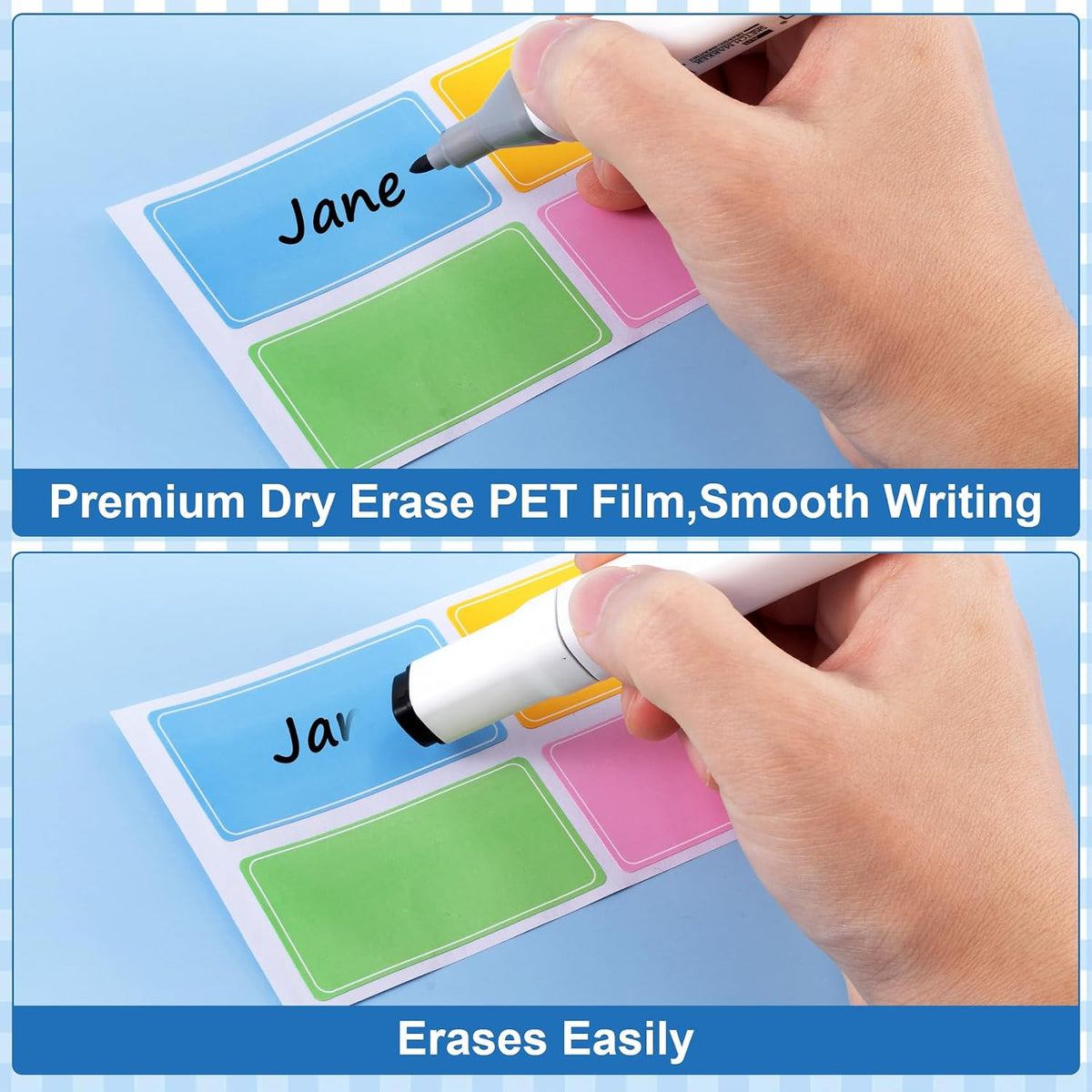 480 Pcs Dry Erase Labels, Dry Erase Stickers, Waterproof Sticker Labels, Removable Labels Easy Peel Off, Reusable Sticky Notes for Food Containers, Office (Retro, Small)