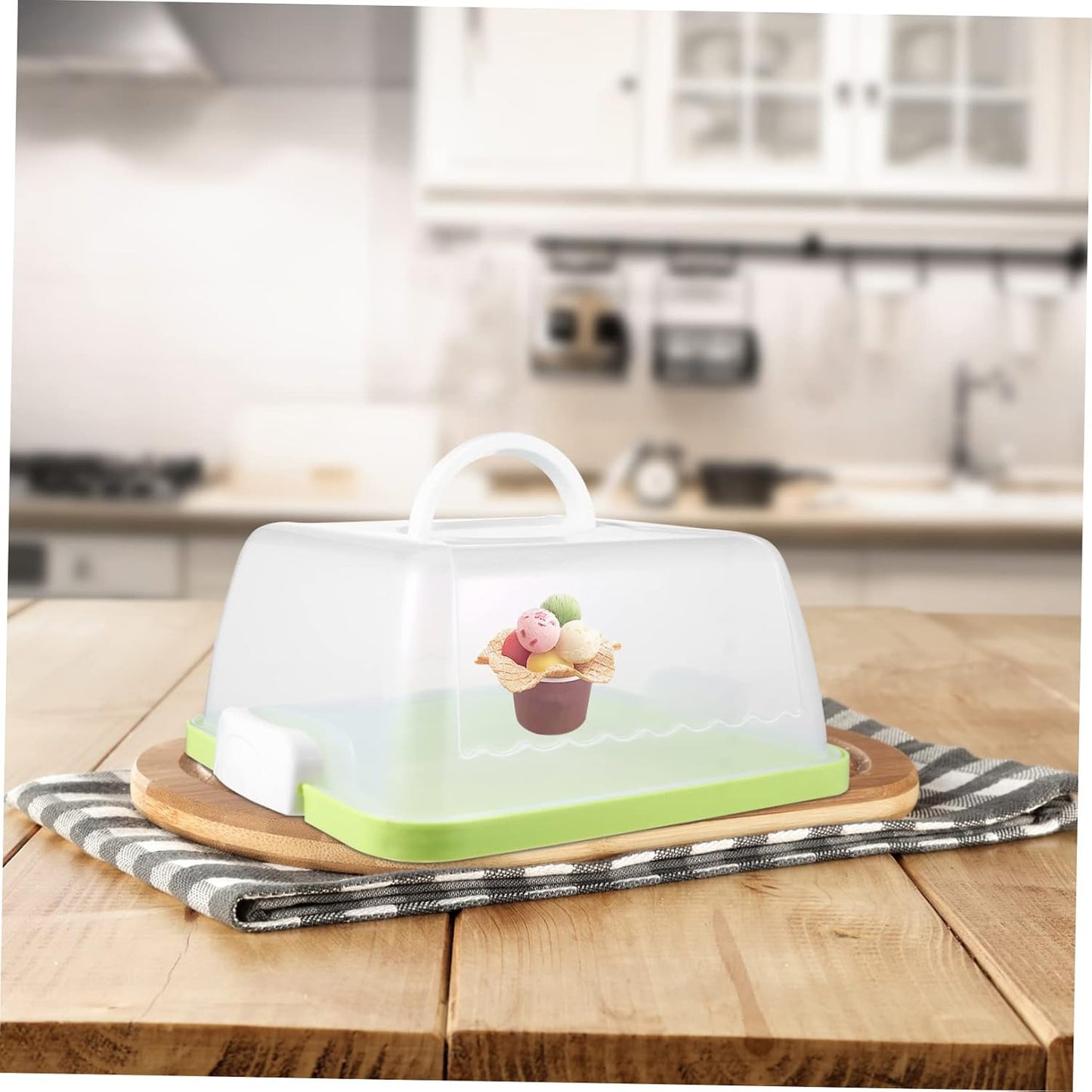 Square Cake Carrier Cover Portable Cake Carrier Cake Storage Box Handle Blue 8 Inch