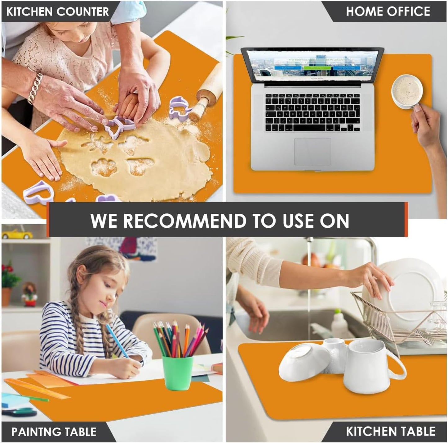 Extra Large Silicone Mats for Kitchen Counter, 27.6'' x 19.7'' Nonskid Silicone Placemats for Kids, Nonstick Purple Silicone Mat for Baking Crafts, Silicone Dab Mat Heat Resistant, 1Pack - Colors B