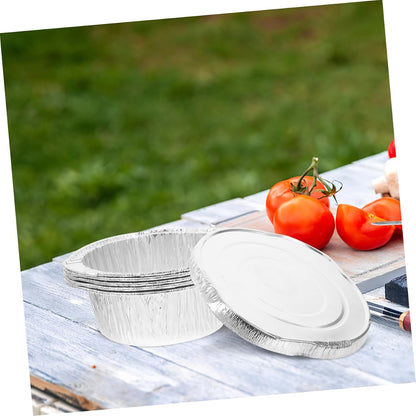 5Pcs Disposable Aluminum Foil Pans with Lids Leakproof Baking Trays for Cooking Roasting and Food Storage for Outdoor Picnics and Meal Prep
