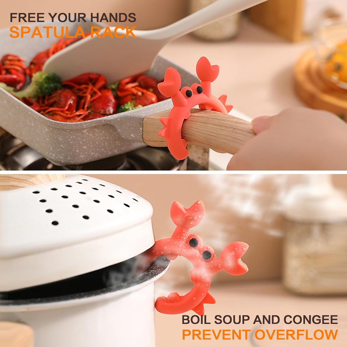 Crab Spatula Holder, Crab Shaped Silicone Spatula Holder Anti-scalding, Adjustable Crab Utensil Holder, Crab Spoon Holder For Pot Boil Over Spill Stopper,cute Creative Crab Gifts (green)