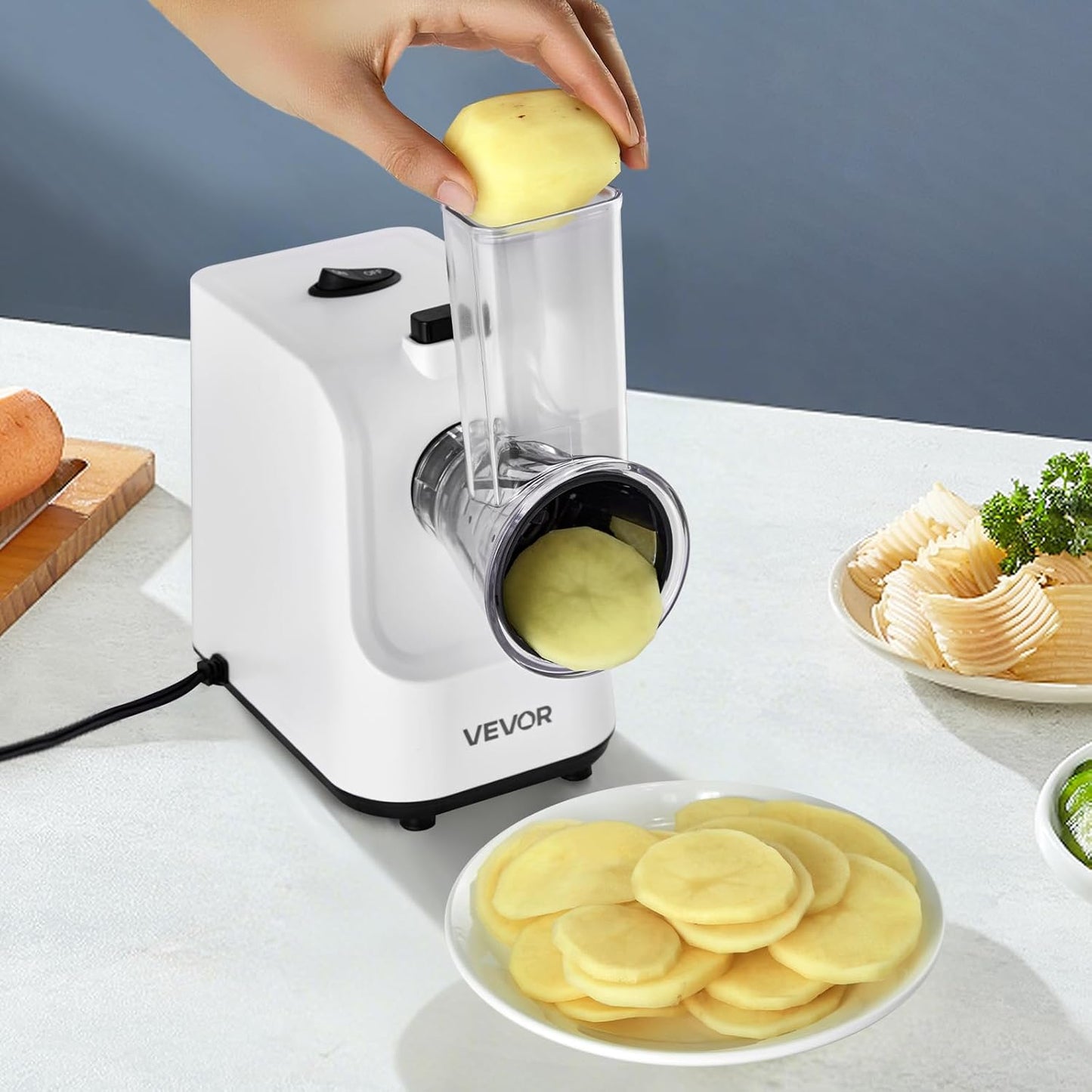 VEVOR Manual Vegetable Fruit Slicer, 0-0.5"/0-12mm Thickness Adjustable Commercial Slicer Machine, Stainless Steel Food Cutter Slicing Machine with 2 Spare Blades, for Potato, Cucumber, Lemon, Tomato