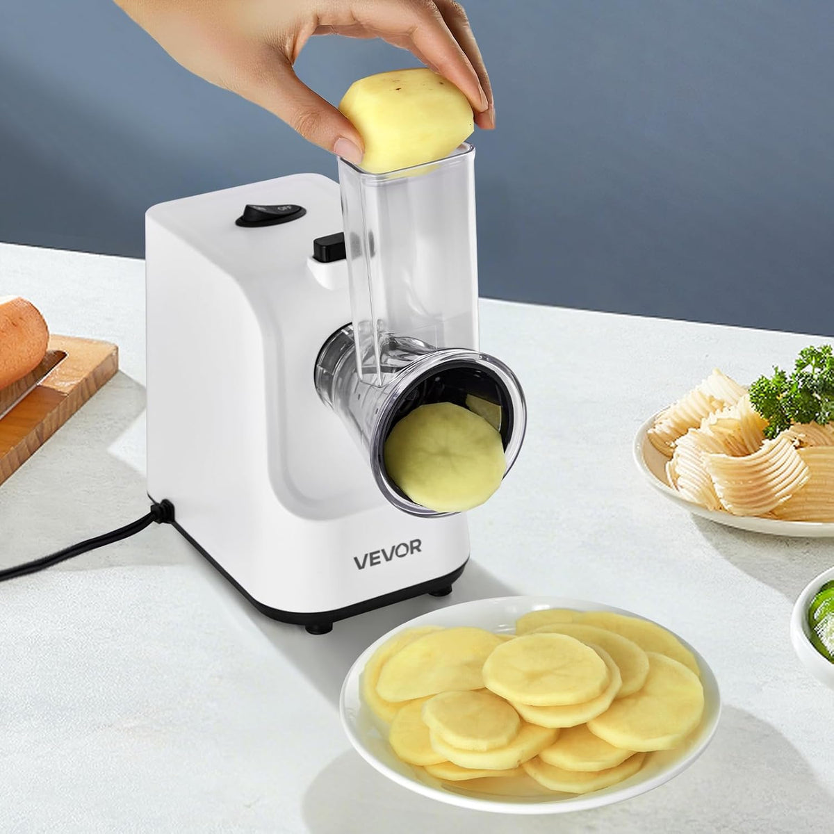 VEVOR Manual Vegetable Fruit Slicer, 0-0.5"/0-12mm Thickness Adjustable Commercial Slicer Machine, Stainless Steel Food Cutter Slicing Machine with 2 Spare Blades, for Potato, Cucumber, Lemon, Tomato