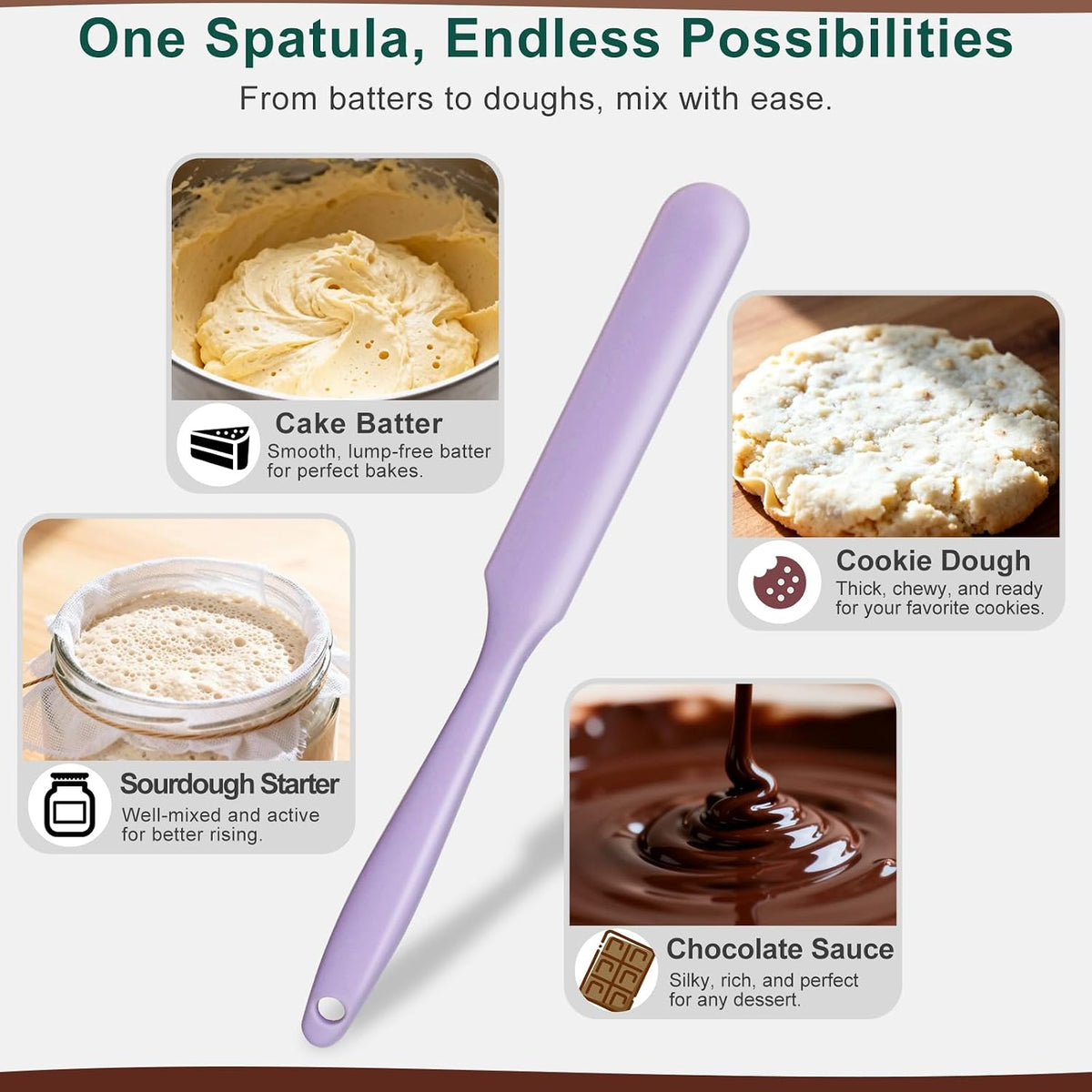 6 PCS Silicone Spurtle Spatula Set for sourdough starter Baking Cooking