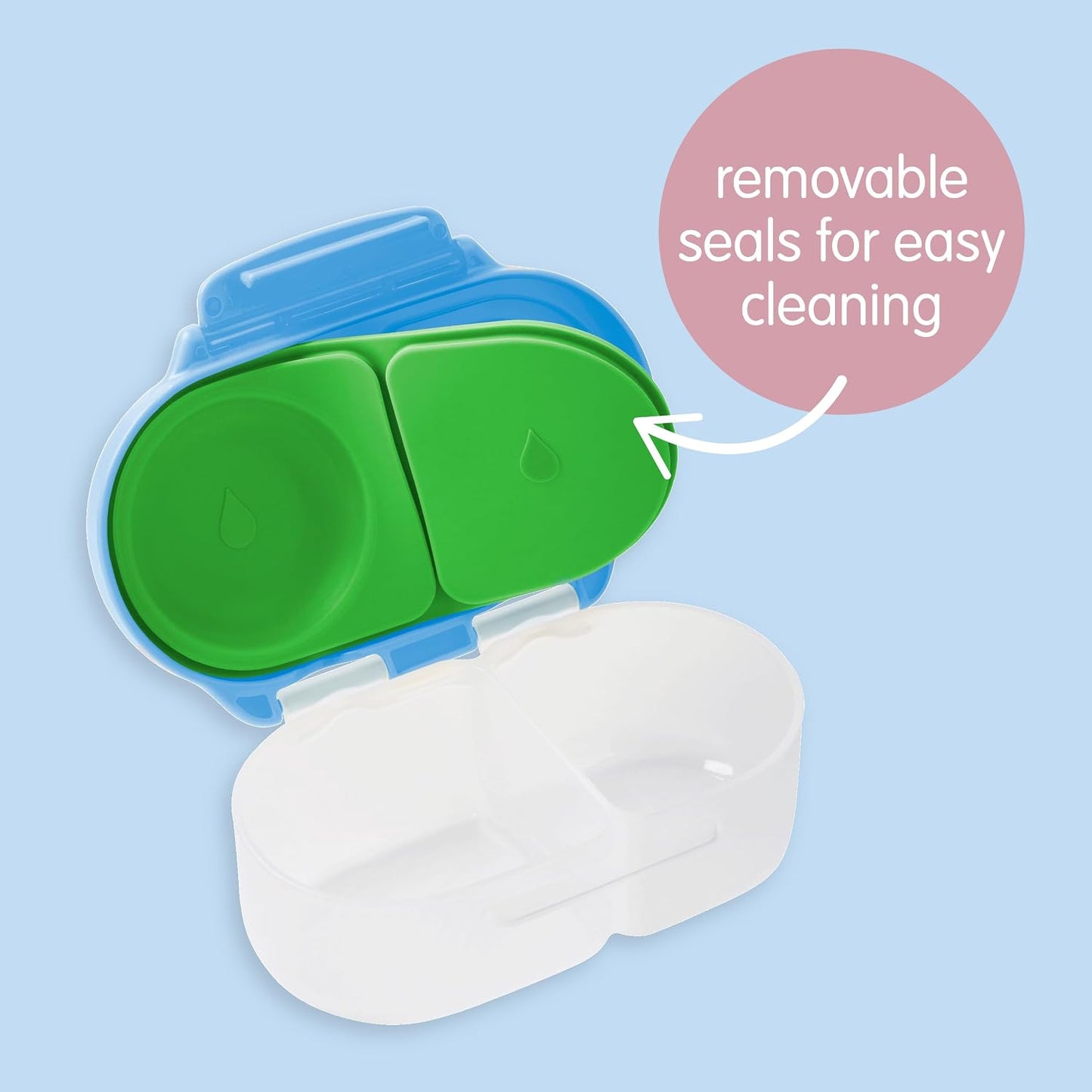 b.box Snack Box 2-Pack - Leak Proof Mini Bento Box for Kids & Toddlers, 2 Compartment Snack Containers for Kids, Dishwasher Safe, BPA-Free, PFAS-Free, Ages 4mo+, 1 3/4 Cup Each (Strawberry + Lilac)