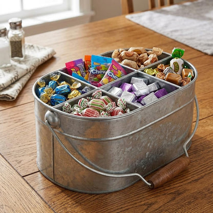 Hosley Galvanized Carry All Kitchen Utensil Caddy Serve Ware 13 Inch Long. Ideal for Floral Arrangements Party Garden Patio. O4