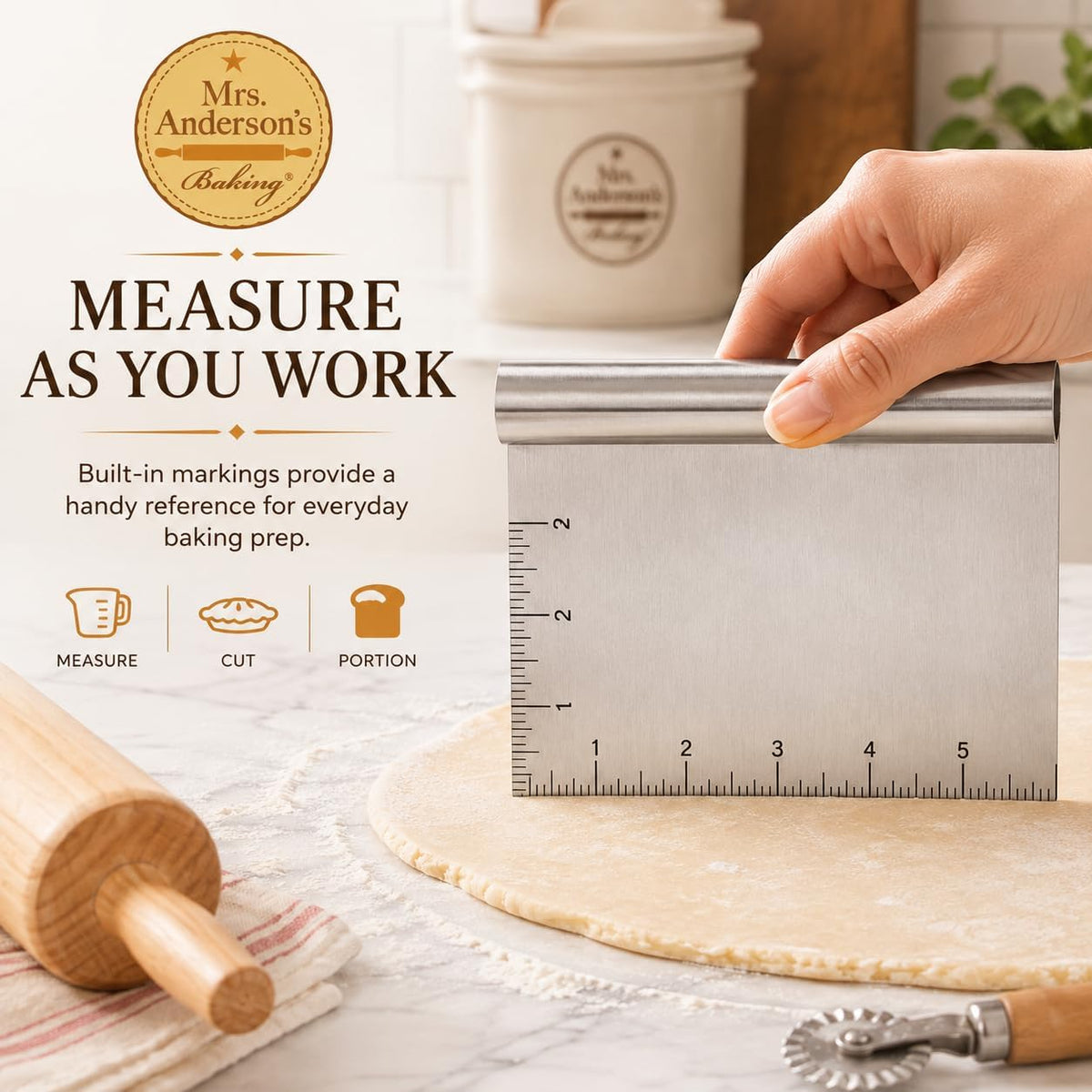 Mrs. Anderson’s Baking 6-Wire Pastry Cutter and Dough Blender, Stainless Steel with Wood Handle
