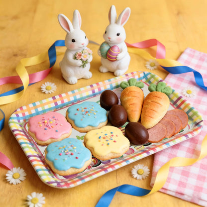 3 Pcs Easter Serving Trays Reusable Bunny Party Plates Easter Deviled Egg Platter Spring Snacks Cookies Dessert Plates for Spring Serveware Party Supplies