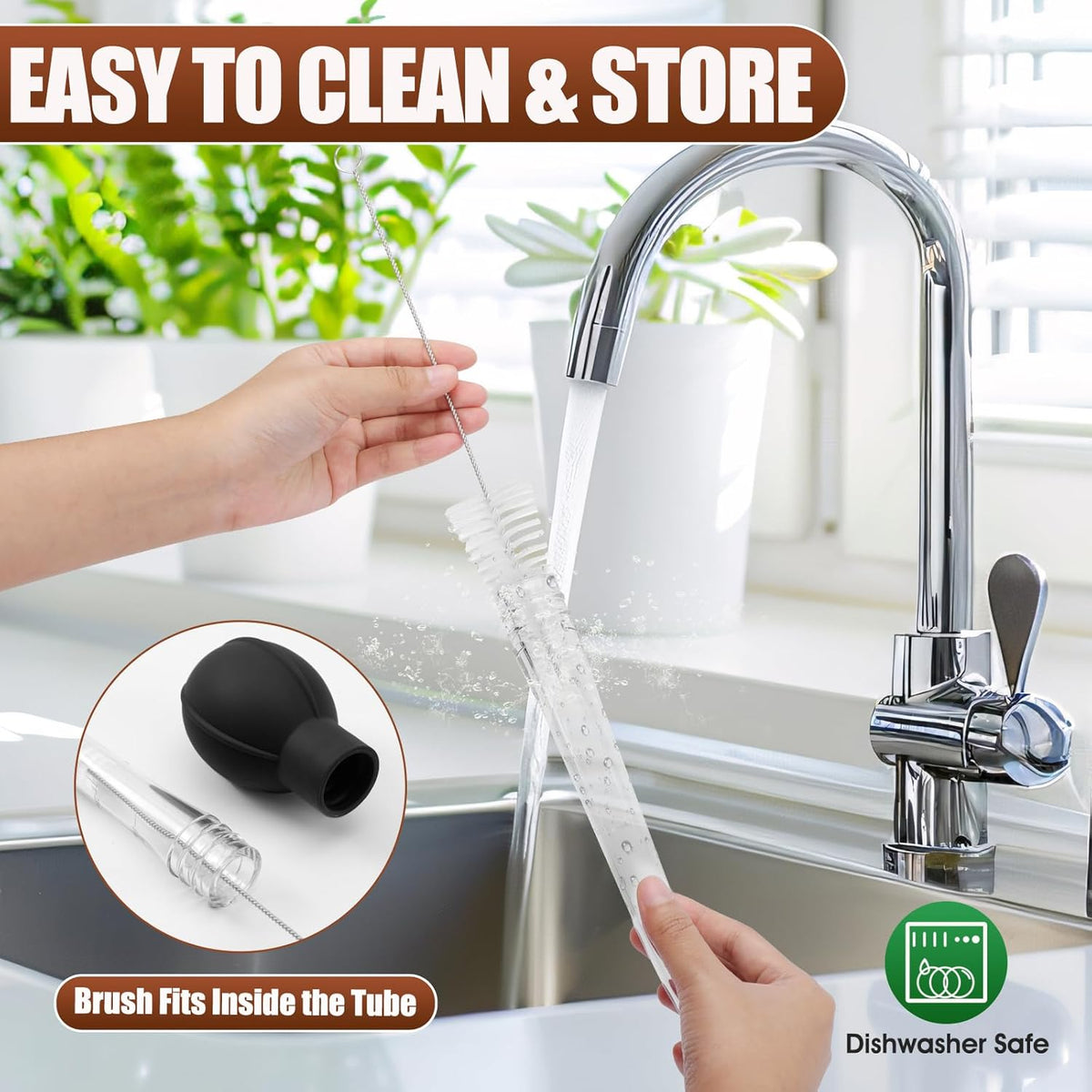 OLESBUR Premium Turkey Basters for Cooking – Baster Syringe for Hot Liquids – Meat and Food Injector – Essential Thanksgiving Cooking Tool – Turkey Baster Large with Cleaning Brush(Black)