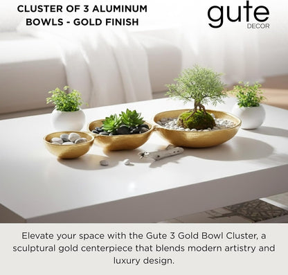 Cluster of 10 Round Serving Bowls Gold Clusters Decorative Elegant Snack Tray for Olives, Chip & Dip, Nuts, Appetizers & Entertaining Strong Brass & Enamel Home Decor Gifts, Parties & Weddings 20.5"