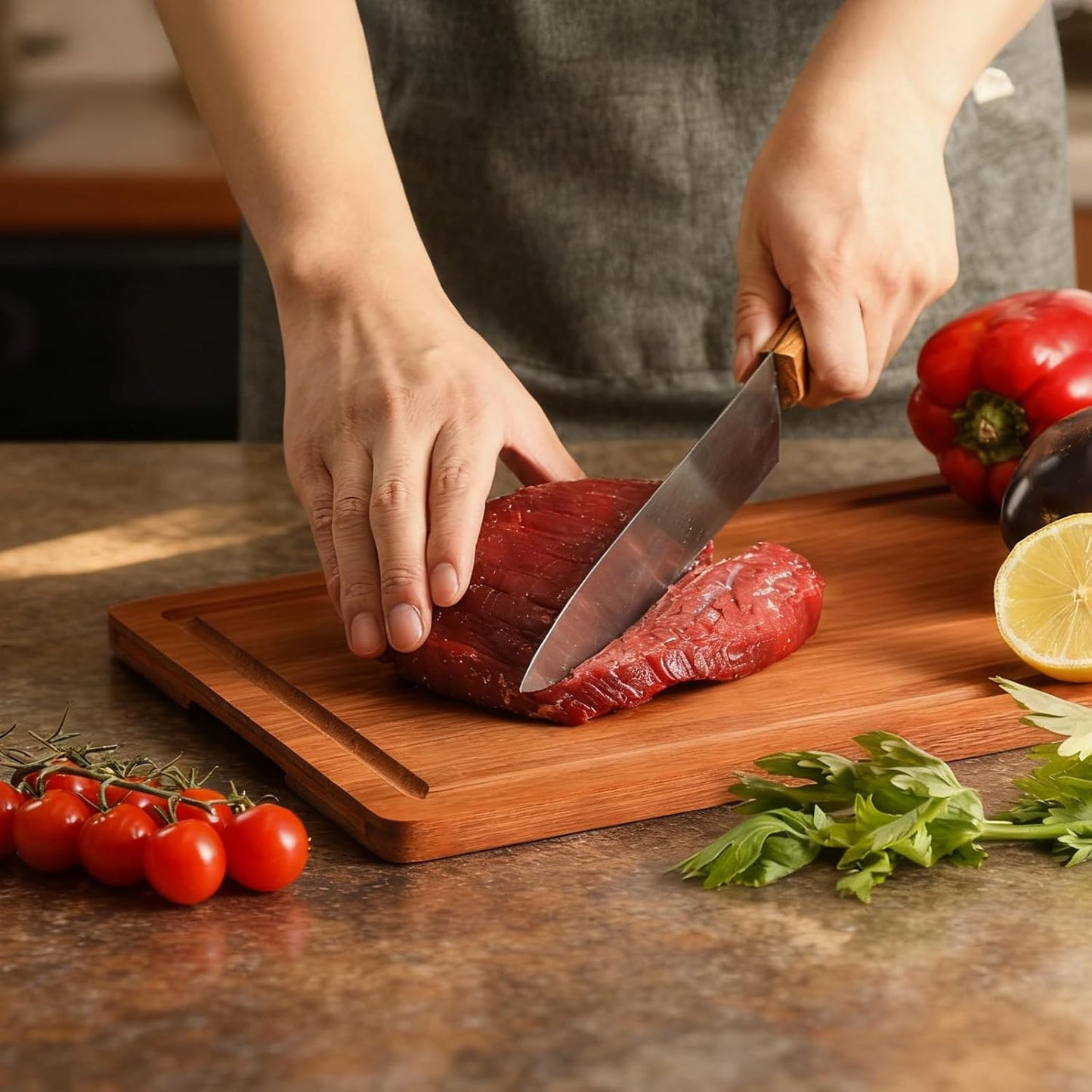 Bamboo Cutting Board Set of 3, Wood Cutting Boards for Kitchen with Juice Grooves, Durable Chopping Board for Meat, Vegetables & Meal Prep