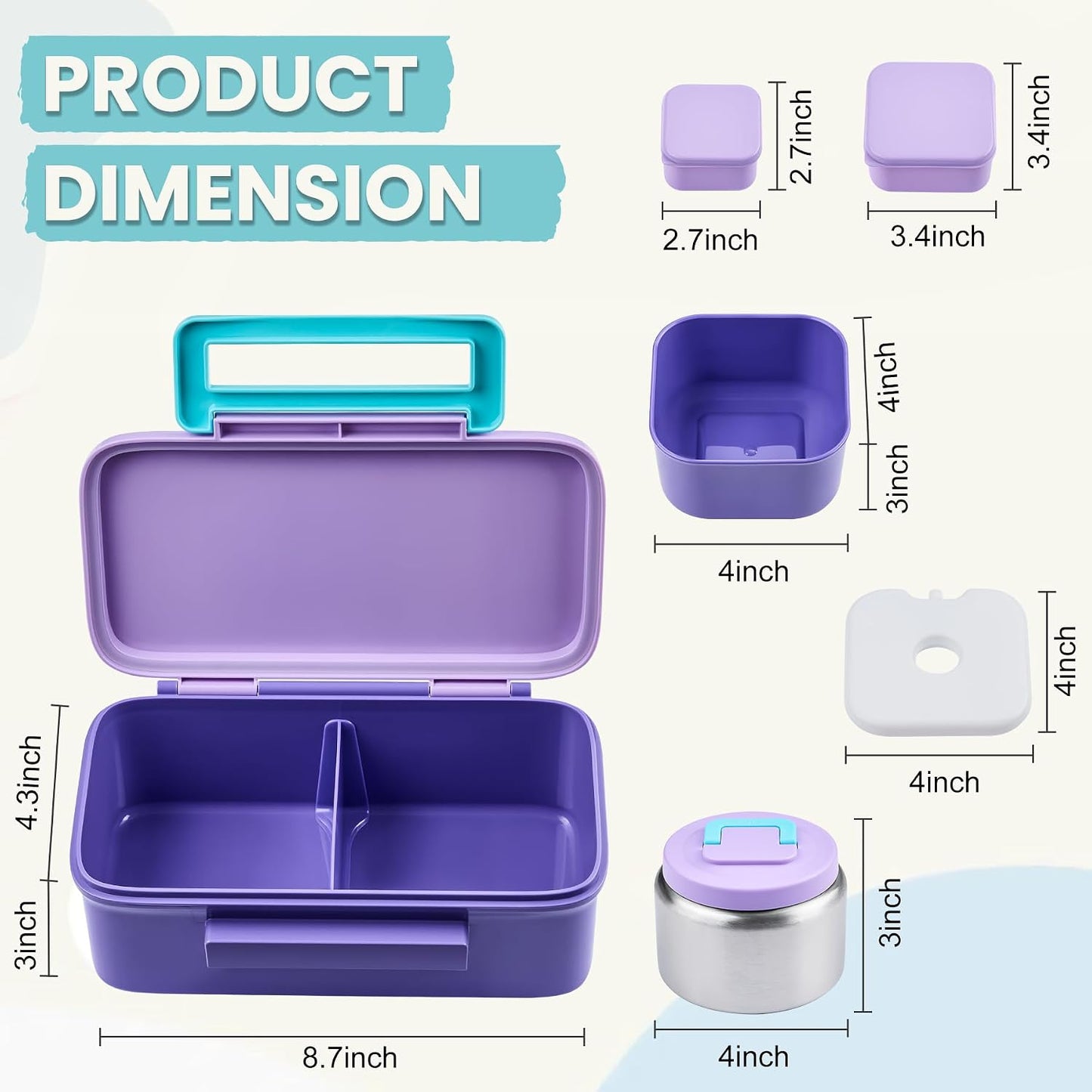 PIQUEBAR Kids Lunch Box with 8oz Thermo, Leakproof Bento Box with Insulated Bag, Kids Insulated Water Bottle with Straw, Food Lunch Container for Back to School Girls, Pink