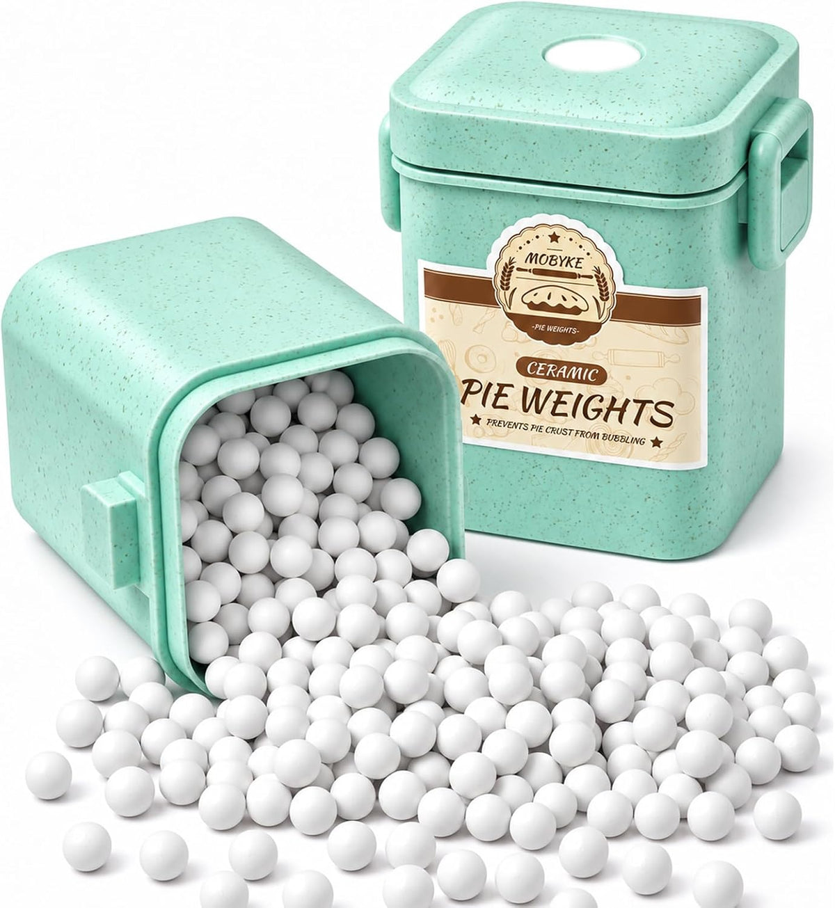 MOBYKE 2.2 LB Ceramic Pie Weights, Reusable Baking Beads for Pie Crust