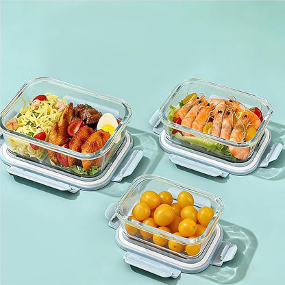 Glass Food Storage Containers with Lids, Airtight Meal Prep Containers, 4 Pack Set with Multiple Sizes (Purple)