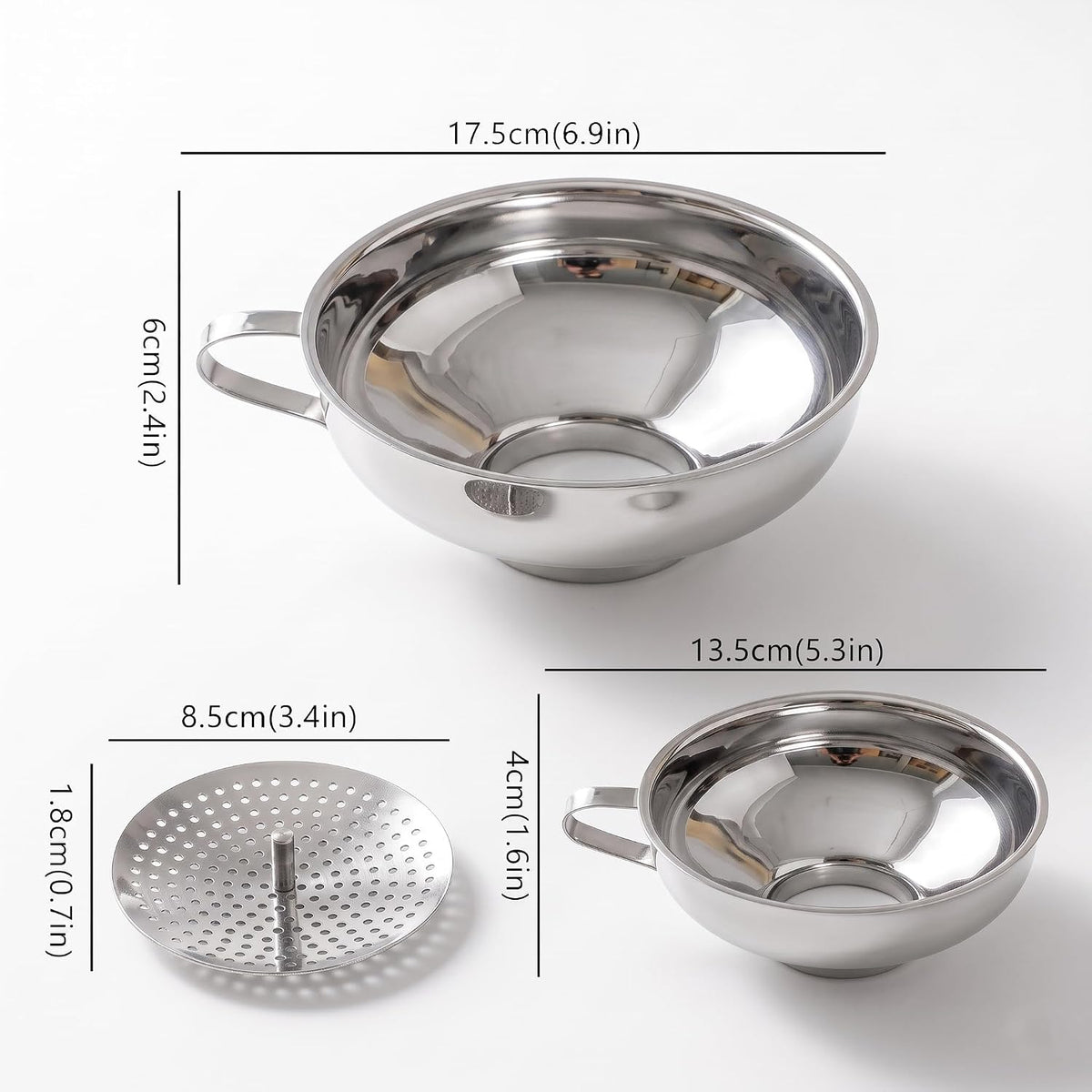 Canning Funnel for Mason Jars, Wide Mouth with Strainer, 3PCS