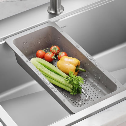 KRAUS Expandable Colander for Kitchen Sink/Over the Sink Colander, Lt Grey