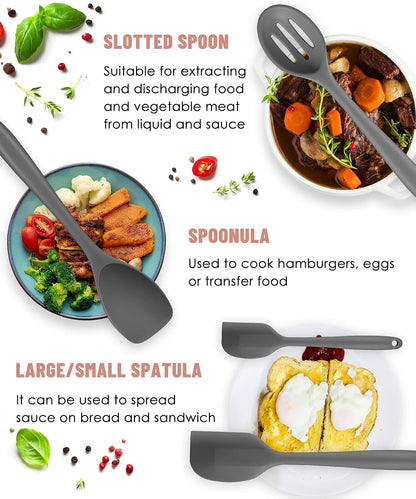 Kitchen Utensils Set-12 Pieces Silicone Cooking Utensils Set (Dishwasher Safe) 392°F Heat Resistant Spatula Set,Kitchen Utensil Set for Nonstick Cookware,Best Kitchen Tools with Holder