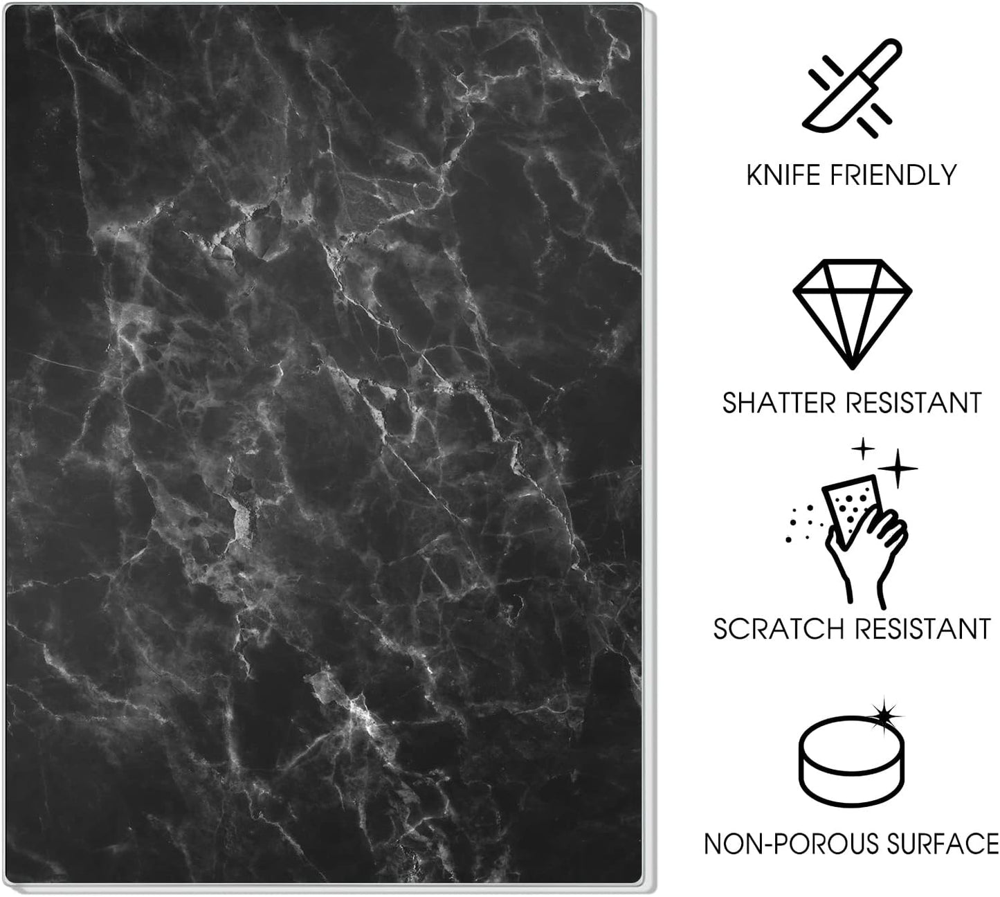 JAMBALAY Tempered Glass Cutting Boards for Kitchen, Gold 12"x8" & 16"x12" Glass Cutting Board Set with Marble Design, With Non Slip Foot, Shatter and Heat Resistant, Dishwasher Safe
