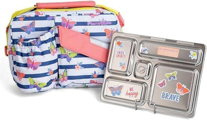 PlanetBox Rover Stainless Steel Bento Box Style Lunch Box Kit for Kids with 5 Compartments – Space Animals Edition includes Insulated Lunch Bag, Leakproof Food Containers and Matching Magnets