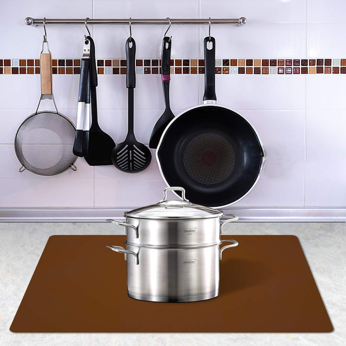 Silicone Placemats, Food-Grade Non-Slip Waterproof, Dining, Stain Resistant, Countertop Protector, Kitchen Counter Mat, Heat Resistant, Baking mat Dishwasher Safe (23.6"×15.7"-1pack, Black)