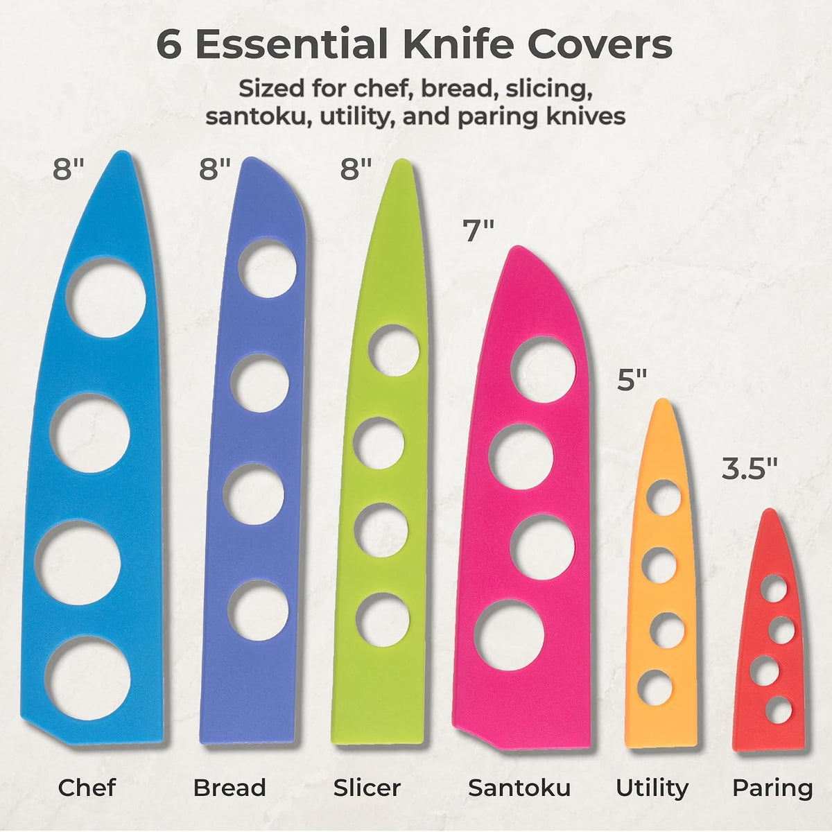 CHEF'S VISION Landscape BladeKeepers, 6 Color-Matched Knife Blade Covers