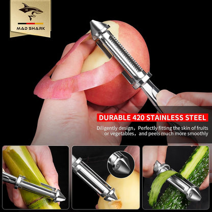 MAD SHARK Vegetable Peeler,Ultra Sharp Y Serrated Blade Peelers for Kitchen