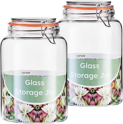 1 Gallon Glass Jars, Wide Mouth Airtight Lids, Food Storage 2 Pack