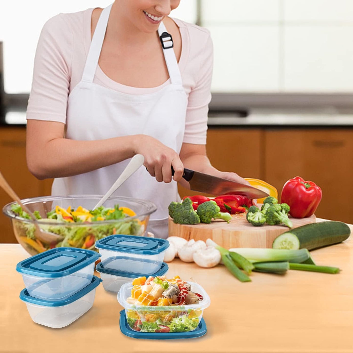 10PCS Food Storage Containers,Freezer Microwave safe,Food Container Sets,BPA Free Plastic Meal Prep Containers & Kitchen Set,Lunch Containers,use for School,Work and Travel,0.53 Quarts Per Box.