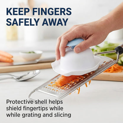 Blue Food Safety Holder for Mandolin Slicer or Grater,Finger Anti-Cut Protectors for Vegetable,Peelers and, Food Cutter Finger Guard for Mandoline Slicer Grater Cutting
