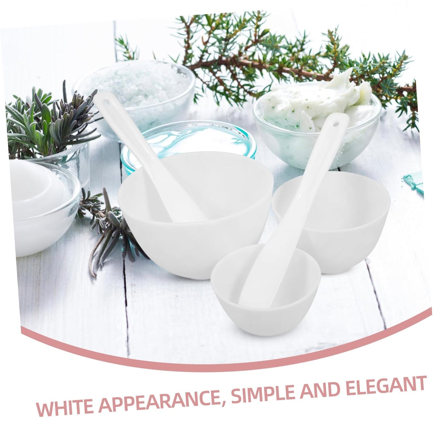 1set Facial Mask Mixing Bowl Set Silicone Bowls Mask Applicator for Diy Skincare White
