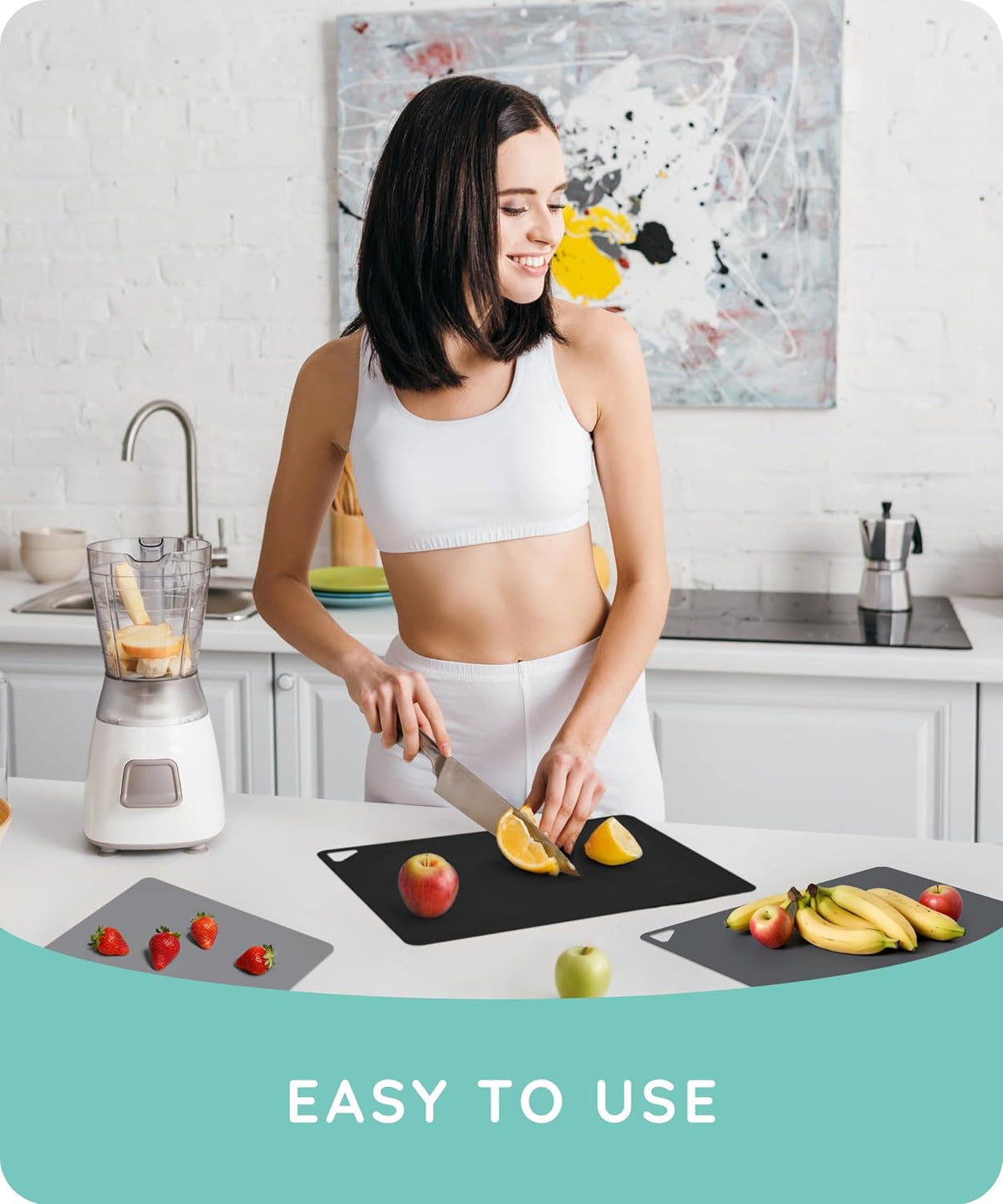 Cutting Boards for Kitchen, Plastic Cutting Board, Dishwasher Safe Cutting Boards with Juice Grooves for Meat, Veggies, Fruits, Easy Grip Handle, Serveware Accessories (Gray)