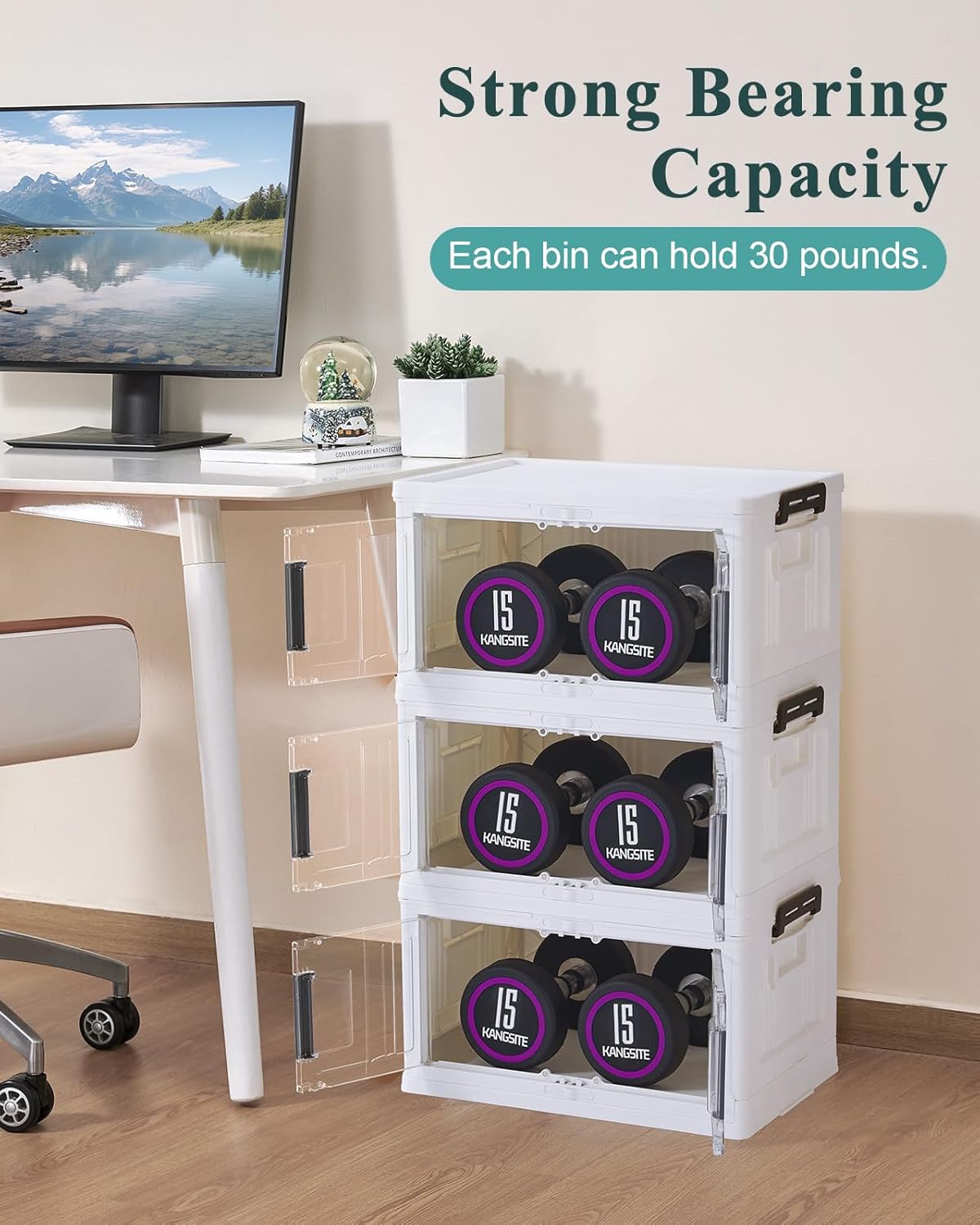OlarHike 76QT Lockable Storage Bins with Lids - Folding Storage Box with Doors & Wheels, Collapsible Drawers for Home, Dorm, Closets, Office, School, College, Stackable Containers, 4 Pack Cubes