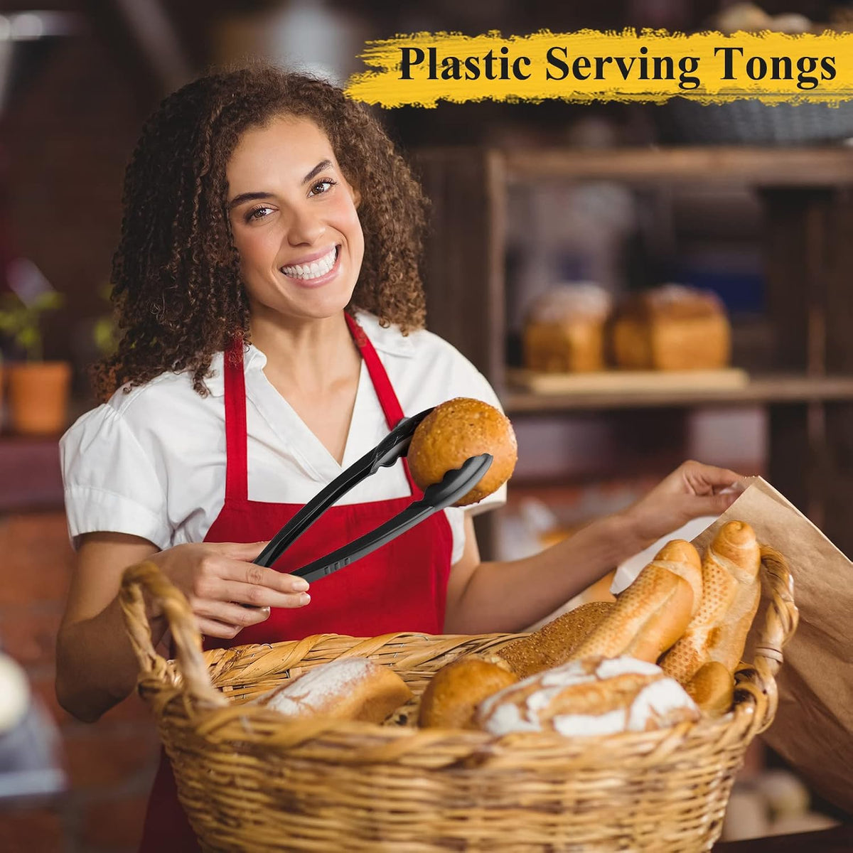 Plastic Tongs, 9 Inch Disposable Serving Tongs,Black