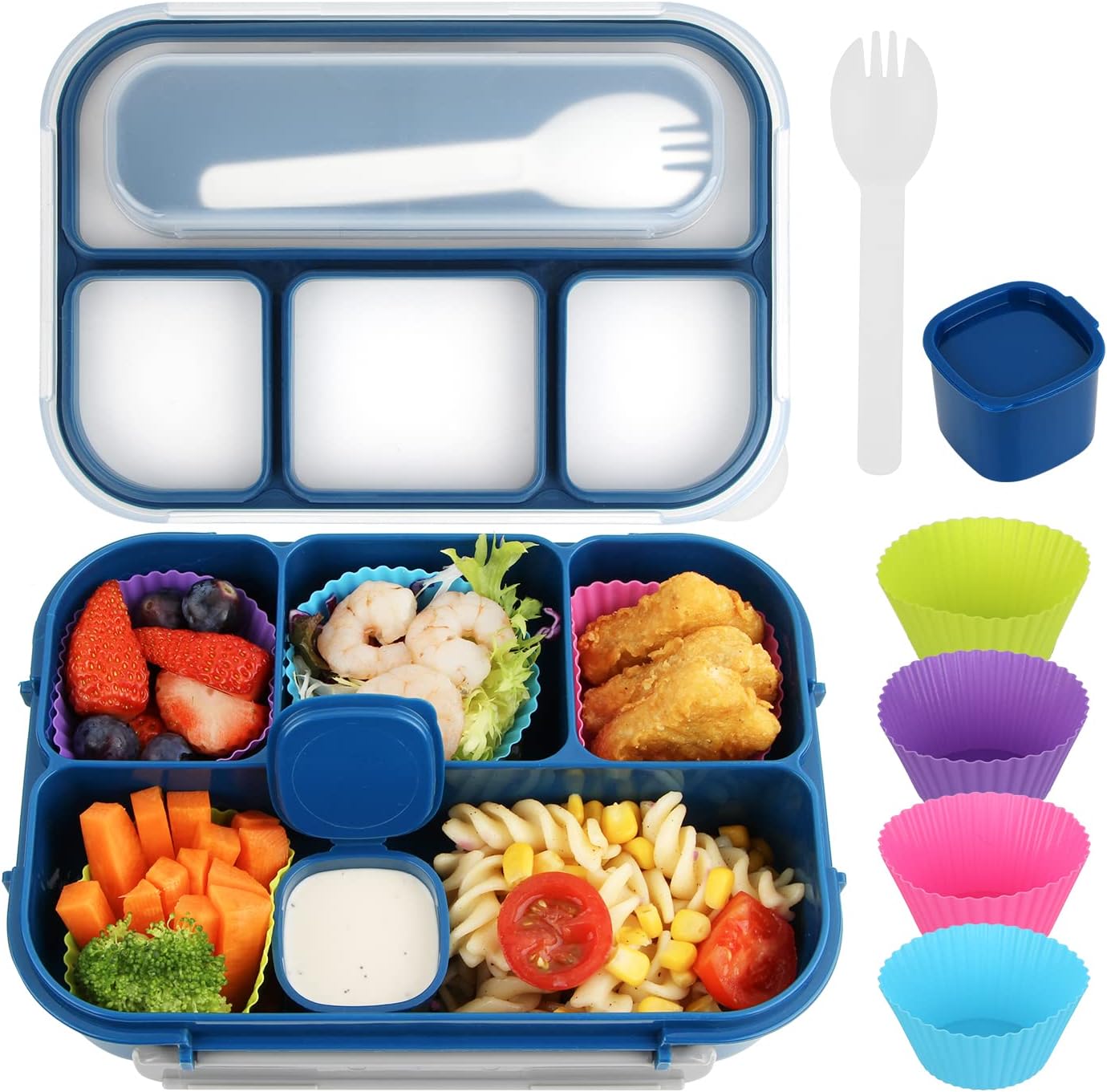 MaMix Bento Box Adult Lunch Box, Lunch Box Kids, Lunch Containers for Adults/Kids/Students,1300ML-4 Compartment Bento Box (purple)