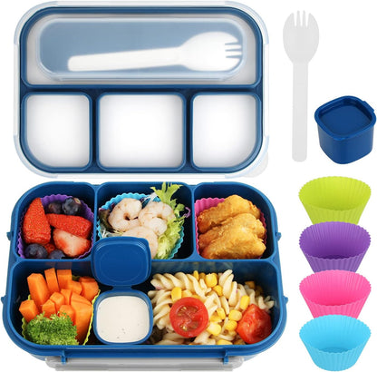 MaMix Bento Box Adult Lunch Box, Lunch Box Kids, Lunch Containers for Adults/Kids/Students,1300ML-4 Compartment Bento Box (purple)