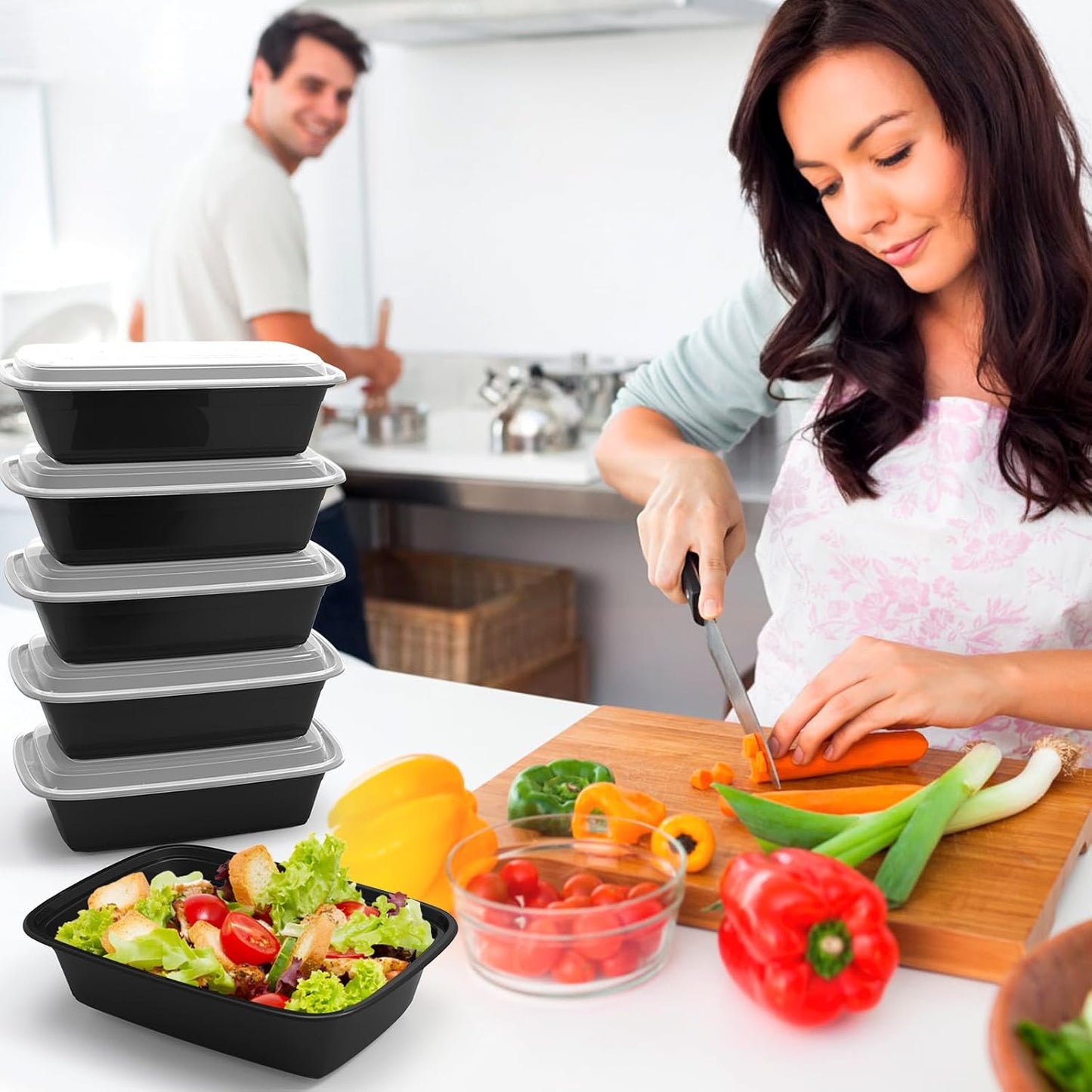 RANLITTLE Meal Prep Containers 50 Pack 38oz Reusable, Leakproof Food Storage Containers with Lids, BPA-Free Plastic To Go Take Out Bento Box Stackable Microwave & Freezer Safe