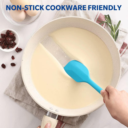 Wanbasion 5 Piece Premium Silicone Spatula Set Heat Resistant, Colorful Rubber Baking Spatula Set, Kitchen Spatula Set Dishwasher Safe for Nonstick Cookware Cooking Mixing Light Green