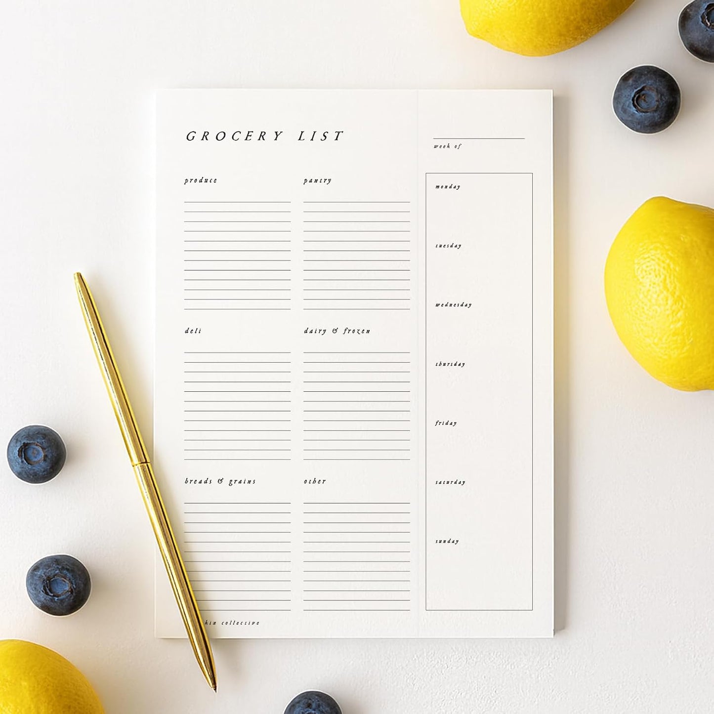 ThreeKin Collective Grocery List & Meal Planner Notepad, 6.5 x 9 Inch, 52 Tear-Off Sheets, Magnetic Back, Weekly Meal Planning & Organized Shopping List Pad