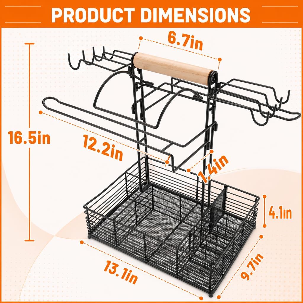 Grill Caddy, BBQ Caddy for Outdoor Grill, Upgraded Camping Accessories with Windproof Paper Towel Holder, Camping Essentials, Outdoor Kitchen BBQ Grill Accessories for Camper, Grilling Gifts for Men