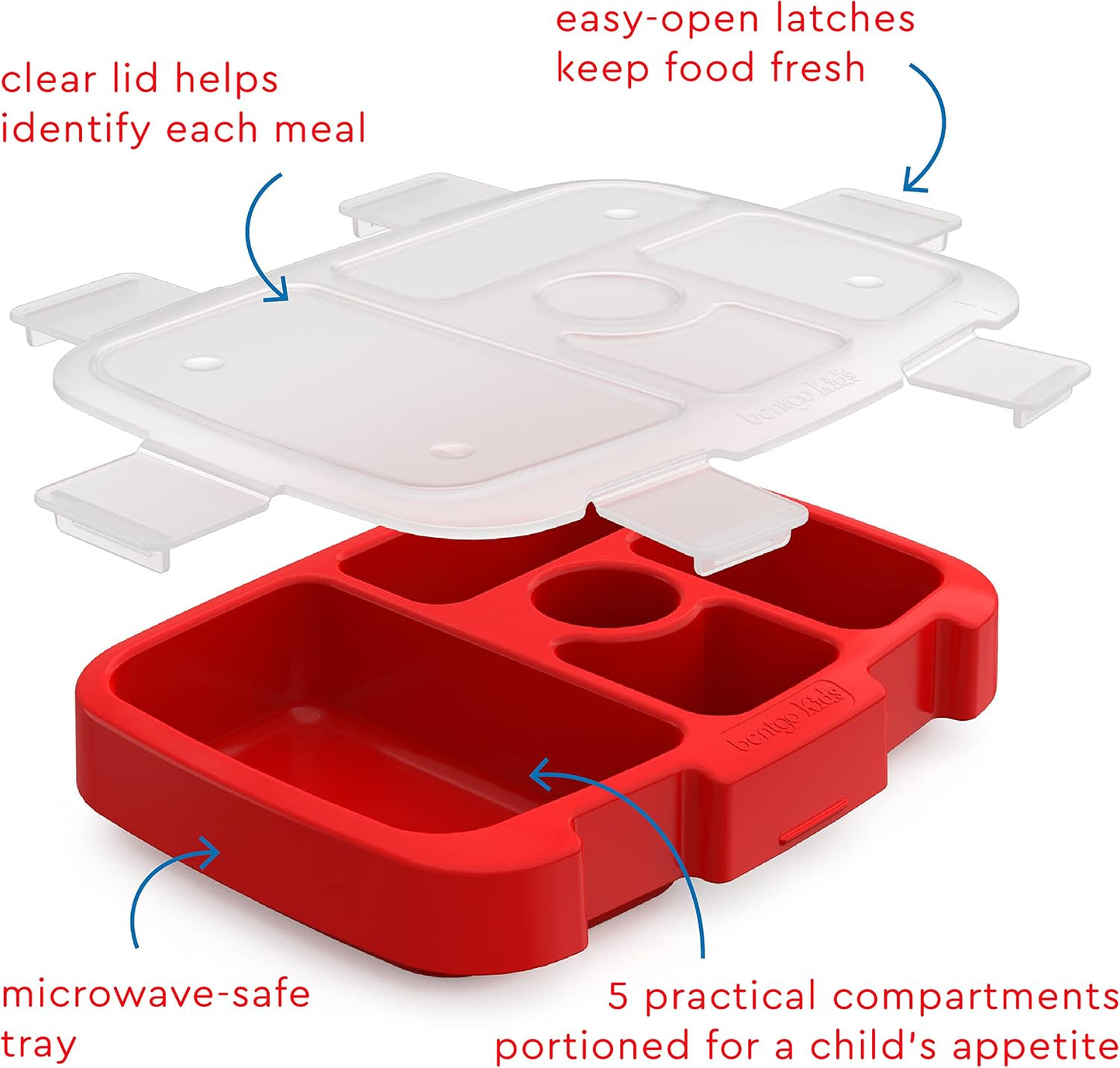 Bentgo® Kids Prints Tray with Transparent Cover - Reusable, BPA-Free, 5-Compartment Meal Prep Container with Built-In Portion Control for Healthy Meals At Home & On the Go (Mermaids in the Sea)