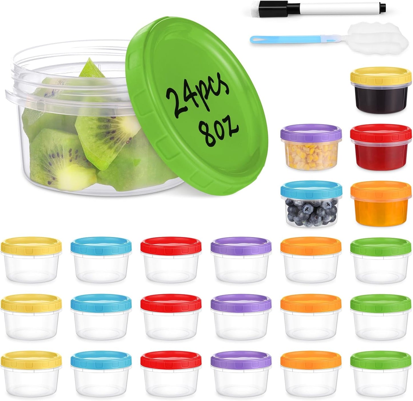 10 oz Plastic Containers with Lids, 12 Pack Stackable Small Freezer Container, Reusable Clear Food Storage Meal Prep Containers for Snack Fruit, Microwave & Dishwasher Safe