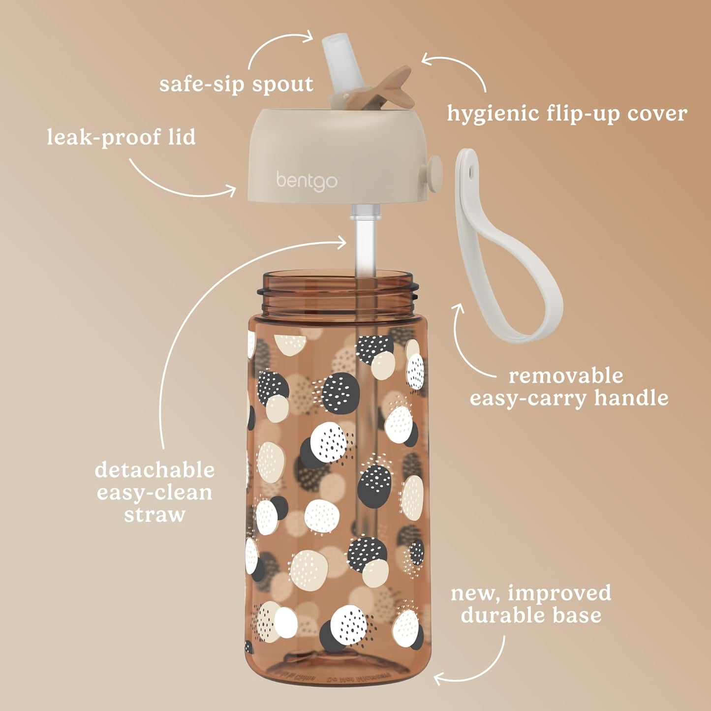 Bentgo Kids Water Bottle - Leak-Proof, Durable Tritan PFAS- & BPA-Free 15 fl oz, Kids/Toddlers Ages 3+ for School & Sports; Bite & Sip Spout, Carrying Handle, Dishwasher Safe (Unicorn)