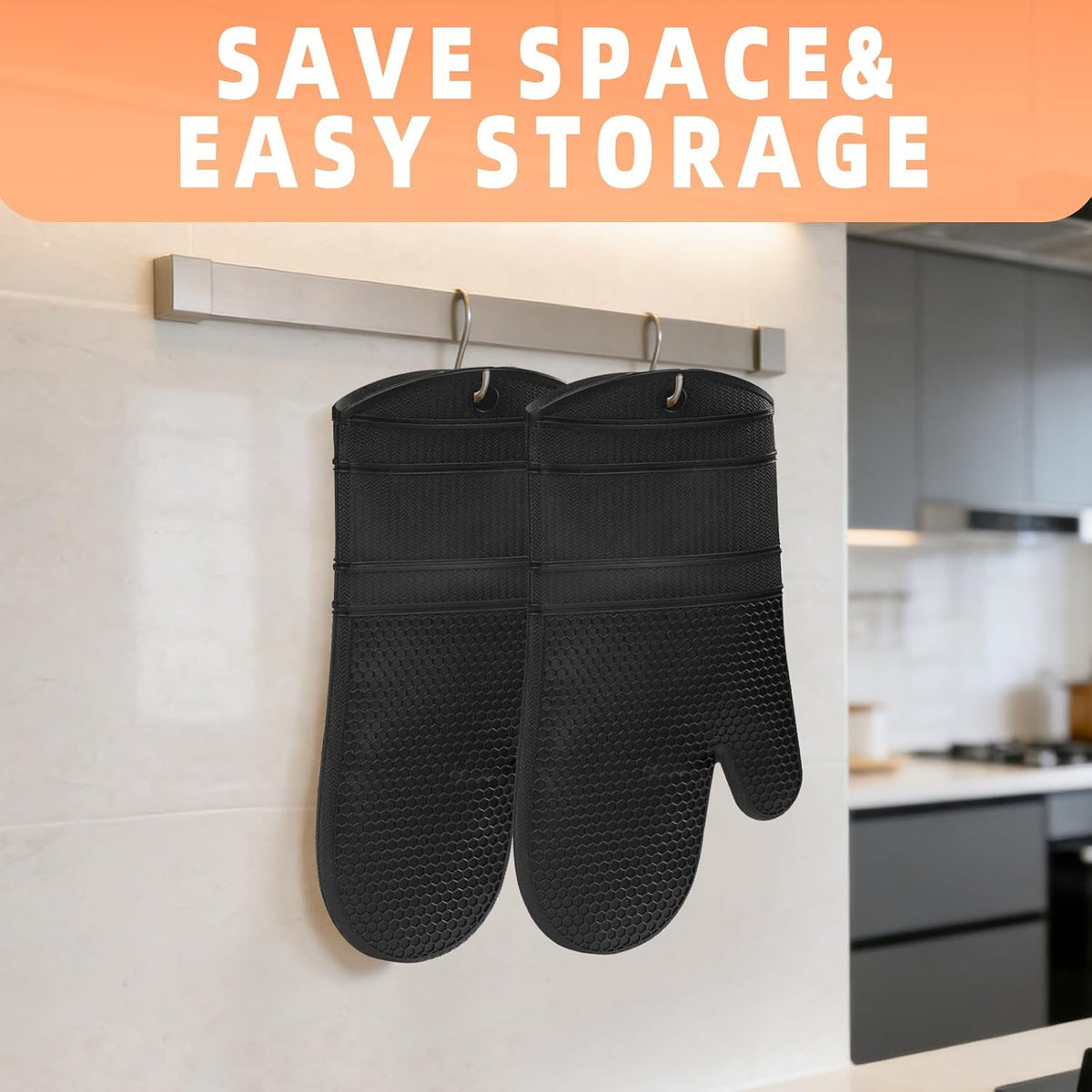 Yutat Silicone Oven Mitts - Oven Mitts and Pot Holders Sets Made of Non-Slip & BPA-Free Silicone, High Heat Resistant 500 Degrees, Perfect for Kitchen Cooking Baking BBQ, Peak Green