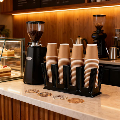 Commercial Cup and Lid Holder with Straw Organizer,Disposable Coffee Cup Condiment Dispenser for Countertop Org, Coffee Bar, Beverage Cup, Kitchen, Breakroom (11 Compartment Upright)