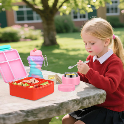 Lunch Box Kids, Leak Proof 5 Compartment Bento Box for Kids, 13oz Thermo for Hot Food Kids Lunch Box,Hot Lunch Box for School Travel