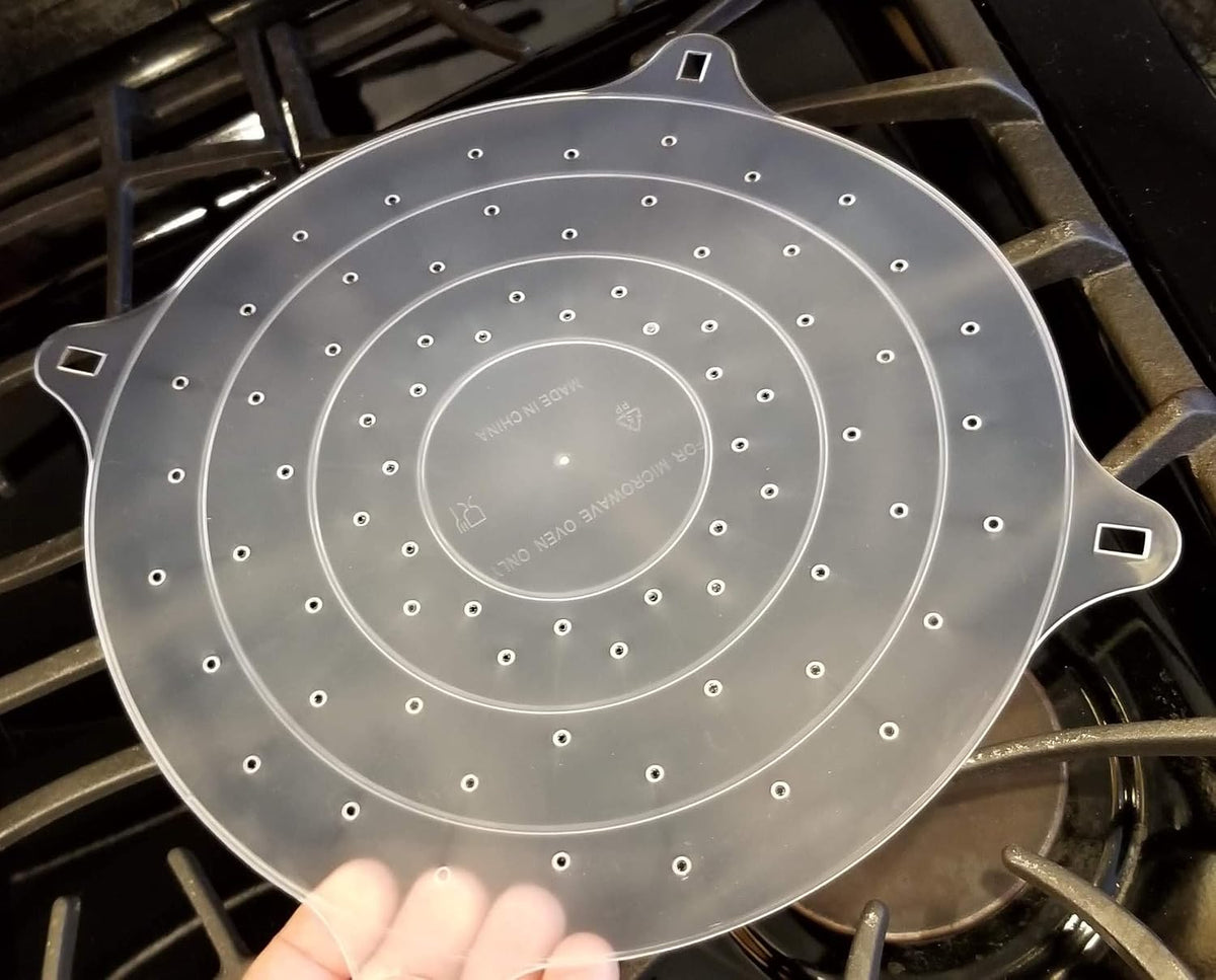 Handy Housewares 10" Round Vented Microwave Splatter Guard Food Bowl Cover - Helps Keep Your Microwave Clean