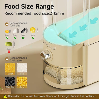 UFORU Rice Dispenser, Rice Storage Container with Measuring Cup for Kitchen Pantry Household, Dry Food Storage Containers Airtight, Sealed Moisture Proof, Cream White 11 Lbs