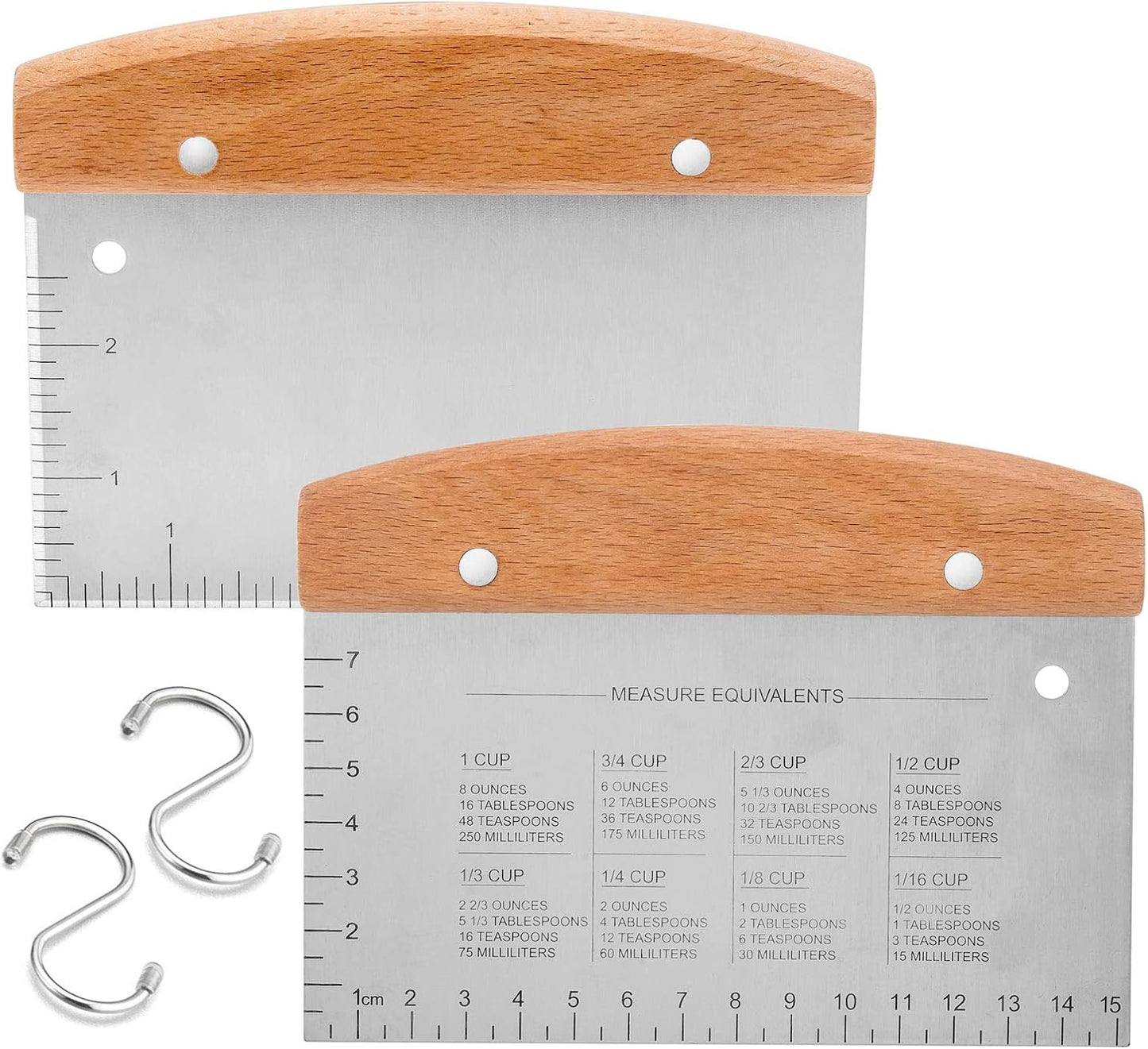 Metal Griddle Scraper Chopper, HaSteeL Stainless Steel Dough Bench Scraper Pastry Cutter with Measuring Marks, Multi-purpose Kitchen Tool for Flat Top Grilling/Baking/Cooking, Dishwasher Safe (2-Pack)