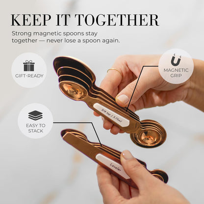 Styled Settings Stainless Steel Magnetic Measuring Spoons Set, 8-Piece